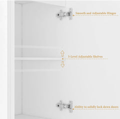 Buffet Cabinet with Storage, Credenza Storage Cabinet with 4 Doors, White Modern Sideboard for Living Room Hallway and Kitchen Coffee Bar Cabinet