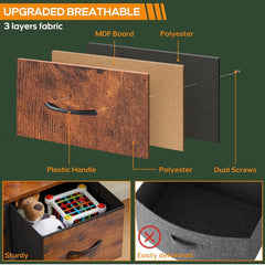 Dresser for Bedroom, 7 Storage Drawers, Wide Fabric Closet Chests Organizer Tower Furniture, TV Stand for TV up to 45 inch with Wooden Top Metal Frame for Clothes, Kids, Living Room, Hallway, Entryway
