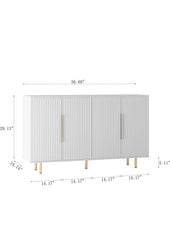 Buffet Cabinet with Storage, Credenza Storage Cabinet with 4 Doors, White Modern Sideboard for Living Room Hallway and Kitchen Coffee Bar Cabinet