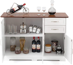 Buffet Sideboard Storage Credenza Cabinet Console Table Kitchen Dining Room Furniture Organizer, White