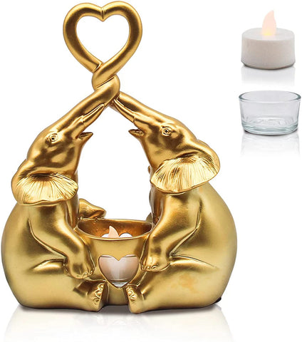 Large Good Luck Elephant Statues Home Decor, Gold Elephant Decor for Home