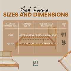 15 Inch Signature Bed Frame with Rattan Headboard - Bohemian & Mid Century Style - Acacia Wood - 12 Strong Wood Slat Support - Easy Assembly - No Box Spring Needed - Caramel, Queen