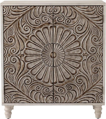 Accent Cabinet w Doors & Shelf,Rustic Boho Decorative Cabinet w Wood Grain Finish