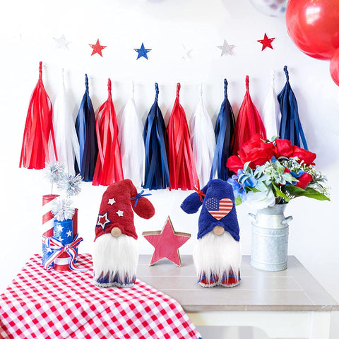 4th of July Gnomes Decor, Patriotic Tomte Plush, Independence Day Gnomes Plush, Memorial Day Nisse Handmade Scandinavian, Elf Dwarf Home Collection, July 4th Tiered Tray Decorations