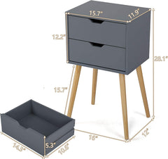 Set of 2 Modern Wood Nightstand