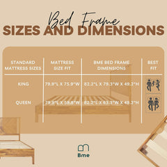 Deluxe Bed Frame with Headboard - Rustic & Scandinavian Style with Solid Acacia Wood - No Box Spring Needed - 12 Strong Wood Slat Support - Easy Assembly - King, Rustic Golden Brown