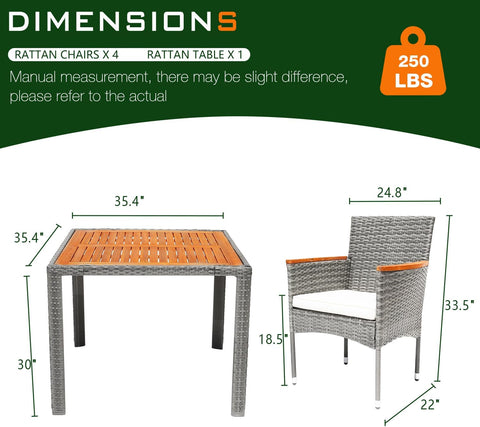 5 Piece Outdoor Table and Chairs Outdoor Patio Furniture Set,Grey