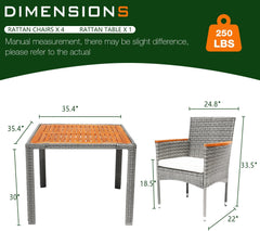 5 Piece Outdoor Table and Chairs Outdoor Patio Furniture Set,Grey