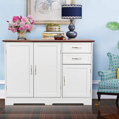 Buffet Sideboard Storage Credenza Cabinet Console Table Kitchen Dining Room Furniture Organizer, White