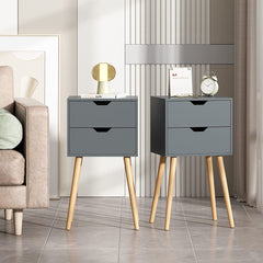 Set of 2 Modern Wood Nightstand