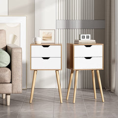 Set of 2 Modern Wood Nightstand