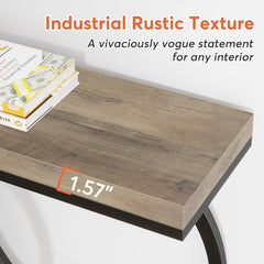 Rustic Accent Table for Living Room, Entrance Table Geometric Metal Frame, Vintage Grey