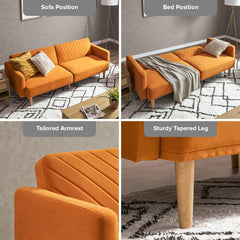 Futon Sofa Bed, 77.5", Couch, Small Sofa, Sleeper Sofa, Loveseat, Mid Century Modern Futon Couch, Sofa Cama, Couches for Living Room