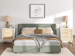 Modern 3 Drawers Bedside Table with Unique Zig Zag Design White/Light Brown