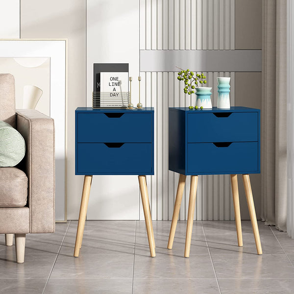 Set of 2 Modern Wood Nightstand