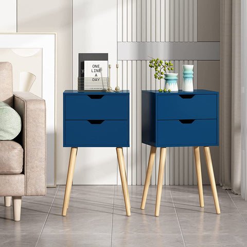Set of 2 Modern Wood Nightstand