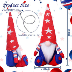 4th of July Decorations Gnomes - 2pcs Mr & Mrs. Patriotic Gnomes - Handmade Swedish Tomte for Fourth of July Memorial Day Decorations Veterans Day