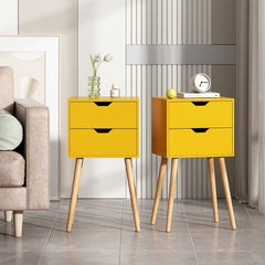 Set of 2 Modern Wood Nightstand