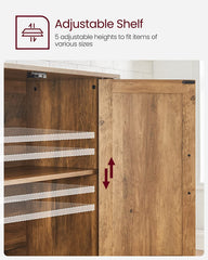 Buffet Cabinet, Sideboard, Credenza, Kitchen Storage Cabinet, with Adjustable Shelves, for Living Room, Entryway, Rustic Walnut