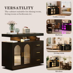 Coffee Bar Cabinet Kitchen Storage Cabinet & Sideboard Buffet Cabinets - Wood Coffee Bar Table with Shelf Capacity for Dinning Room/Living Room/Kitchen(Black)
