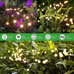 Solar Firefly Lights,New Upgraded 2 Pack 8 LED Solar Garden Lights Swaying Light,Warm White