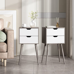 Set of 2 Modern Wood Nightstand