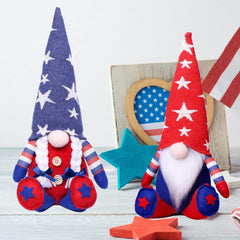 4th of July Decorations Gnomes - 2pcs Mr & Mrs. Patriotic Gnomes - Handmade Swedish Tomte for Fourth of July Memorial Day Decorations Veterans Day