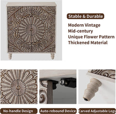 Accent Cabinet w Doors & Shelf,Rustic Boho Decorative Cabinet w Wood Grain Finish