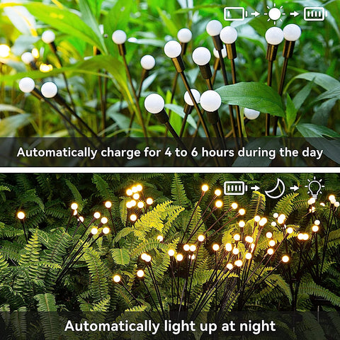 Solar Firefly Lights,New Upgraded 2 Pack 8 LED Solar Garden Lights Swaying Light,Warm White