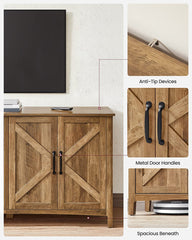 Buffet Cabinet, Sideboard, Credenza, Kitchen Storage Cabinet, with Adjustable Shelves, for Living Room, Entryway, Rustic Walnut