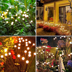 Solar Firefly Lights,New Upgraded 2 Pack 8 LED Solar Garden Lights Swaying Light,Warm White