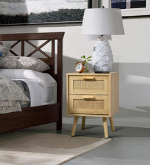Wood Accent Table with Storage for Bedroom, Natural, 2 Pack