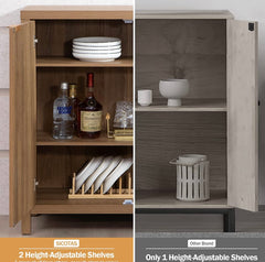 Farmhouse Accent Credenza Cabinet - Cupboard Console Table for Dining Room Bar - Natural