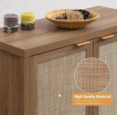 Farmhouse Accent Credenza Cabinet - Cupboard Console Table for Dining Room Bar - Natural