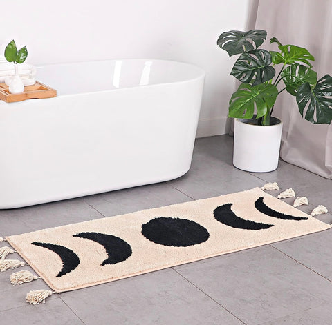 - Half Moon Bohemian Rugs for Bathroom, Bedroom Moon Rug College Dorm Room Decor Boho Area Rug Beige Neutral Creamy Orange 20x60