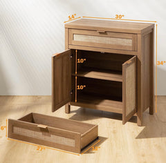 Boho Credenzas Farmhouse Buffet Table Console Coffee Bar Cabinet for Entryway Living Dining Room, Natural Oak