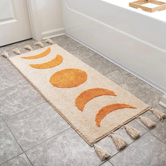 - Half Moon Bohemian Rugs for Bathroom, Bedroom Moon Rug College Dorm Room Decor Boho Area Rug Beige Neutral Creamy Orange 20x60