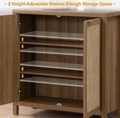 Farmhouse Accent Credenza Cabinet - Cupboard Console Table for Dining Room Bar - Natural