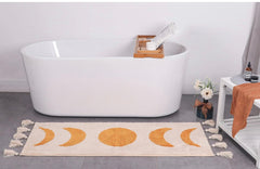- Half Moon Bohemian Rugs for Bathroom, Bedroom Moon Rug College Dorm Room Decor Boho Area Rug Beige Neutral Creamy Orange 20x60