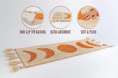 - Half Moon Bohemian Rugs for Bathroom, Bedroom Moon Rug College Dorm Room Decor Boho Area Rug Beige Neutral Creamy Orange 20x60