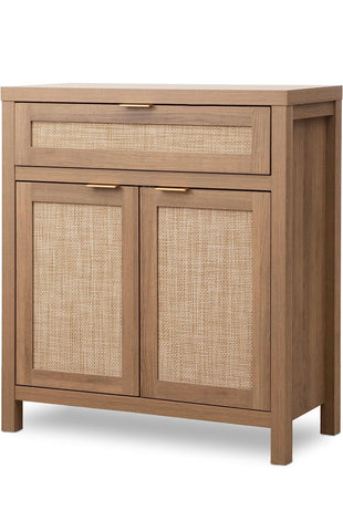 Boho Credenzas Farmhouse Buffet Table Console Coffee Bar Cabinet for Entryway Living Dining Room, Natural Oak