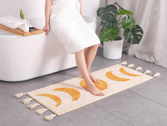 - Half Moon Bohemian Rugs for Bathroom, Bedroom Moon Rug College Dorm Room Decor Boho Area Rug Beige Neutral Creamy Orange 20x60