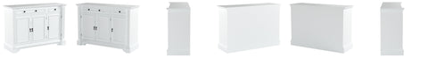 White Finish Wood Buffet Breakfront Cabinet Console Table With Storage, Drawers, Shelves