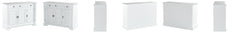White Finish Wood Buffet Breakfront Cabinet Console Table With Storage, Drawers, Shelves