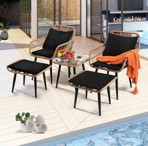 5 Pieces Patio Bistro Set Black