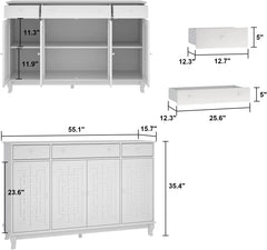 Buffet Sideboard Storage Cabinet with Glass Doors,Black