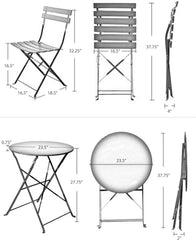 3 Pieces Metal Folding Bistro Set