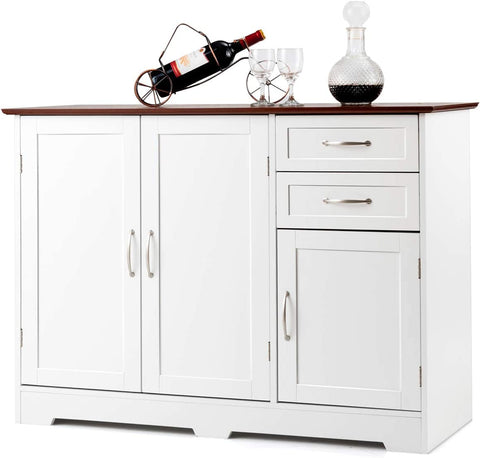 Buffet Sideboard Storage Credenza Cabinet Console Table Kitchen Dining Room Furniture Organizer, White