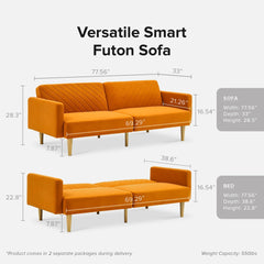 Futon Sofa Bed, 77.5", Couch, Small Sofa, Sleeper Sofa, Loveseat, Mid Century Modern Futon Couch, Sofa Cama, Couches for Living Room