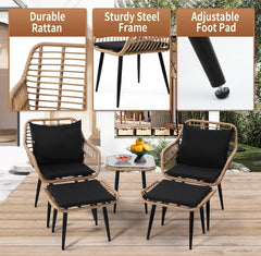 5 Pieces Patio Bistro Set Black